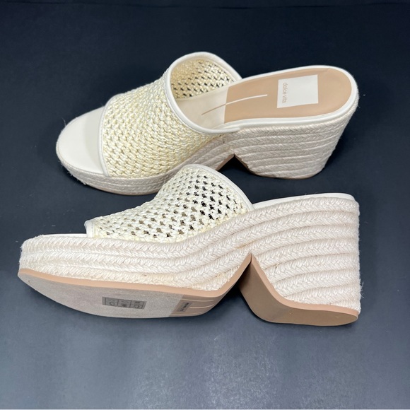 Dolce Vita Ivory Cream Platform Sandals Raffia Espadrille Heels Size 7.5 NEW - Picture 4 of 7